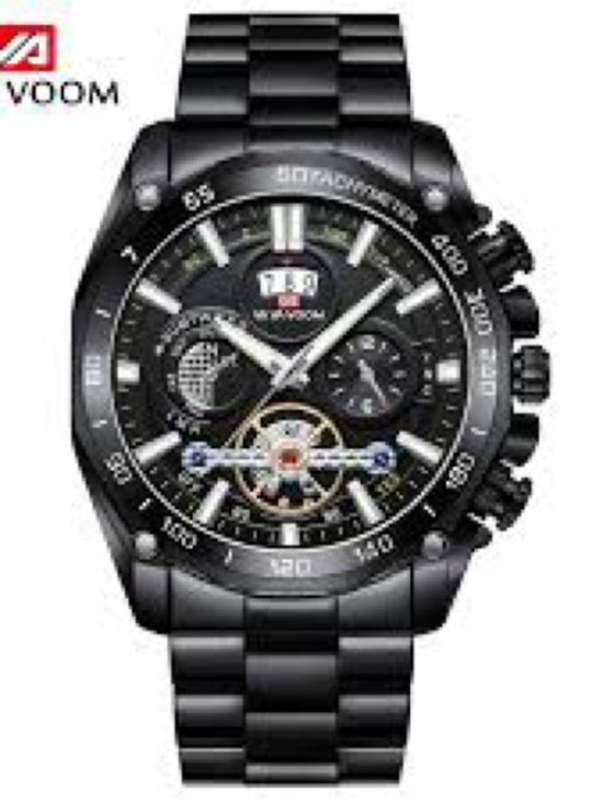 Va Va Voom Other - VA VA VOOM Model 2421
Black Stainless Steel Chronograph Watch